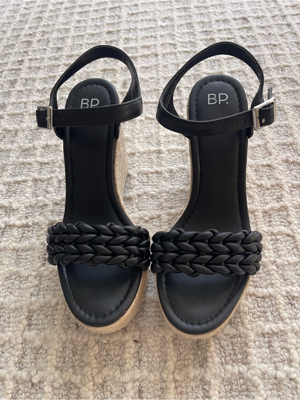 Nordstrom BP. Black Braided Espadrille Wedge Sandals women’s platform sandals
